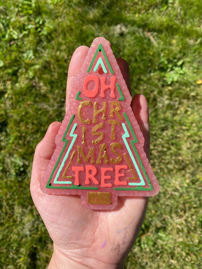 Oh Christmas Tree Freshie Mold, freshie making supplies, Christmas freshie mold, winter freshie molds, pine tree freshie mold,