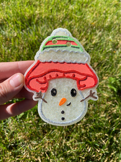 Snowman Mushroom Freshie Mold, freshie making supplies, Christmas freshie mold, cozy winter freshie molds, happy winter silicone molds