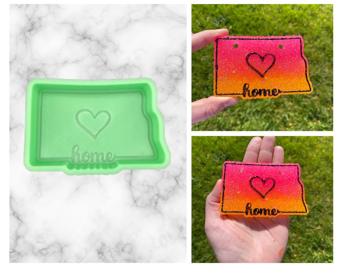 North Dakota Freshie Mold, Home State Freshie Molds, USA Freshie Molds, Beginner Aroma Bead Molds, North Dakota State Freshie Mold