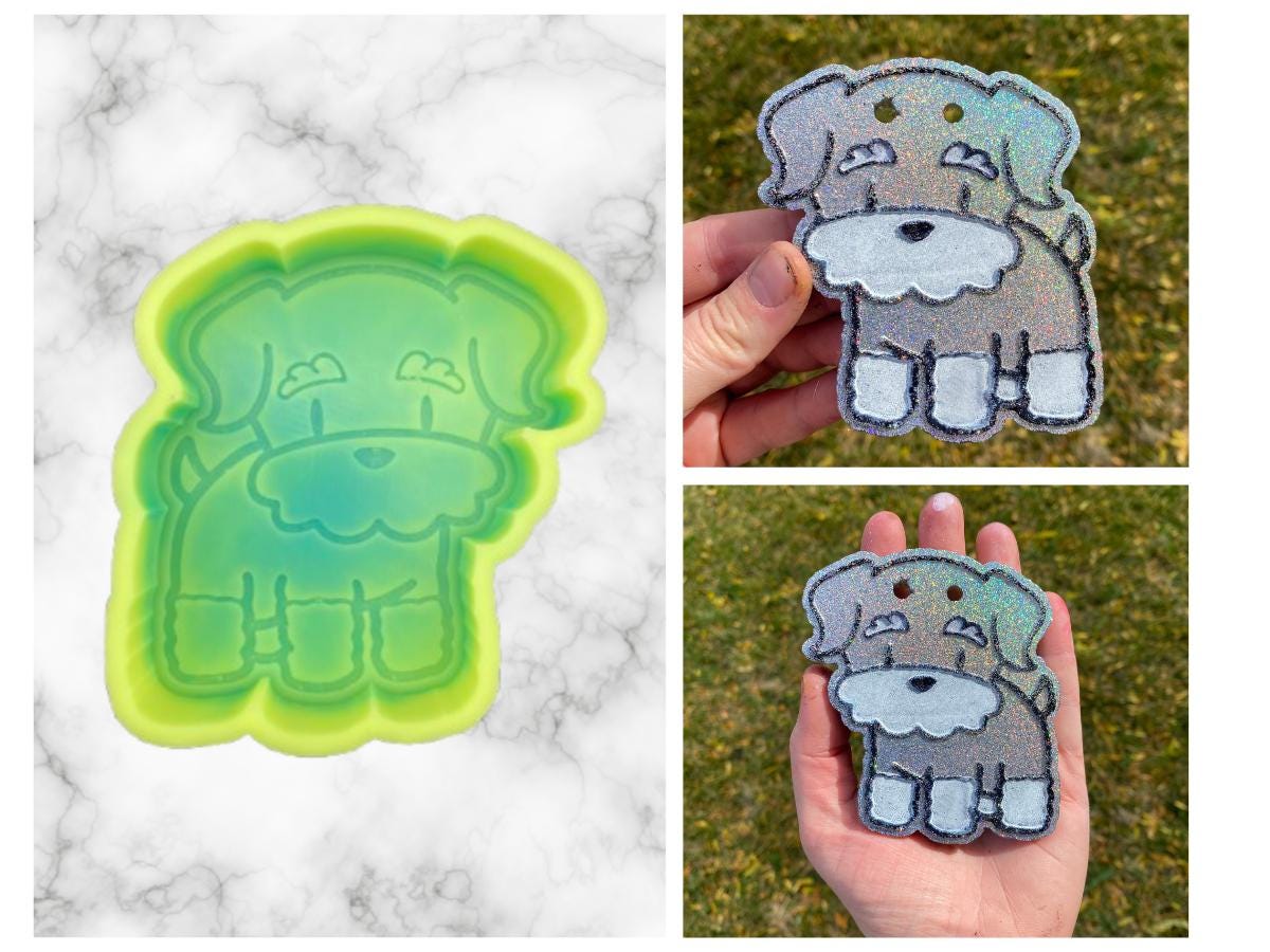 Schnauzer Freshie Mold, Dog Freshie Mold, Dog Breed Freshie Molds, Freshie Molds for Beginners, Heat Safe Silicone Mold, Simple Freshie mold