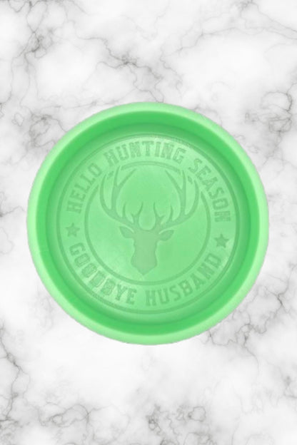 Hello Hunting Season Goodbye Husband Freshie Silicone Mold, deer hunting freshie making supplies, bestselling dad molds, hunting season