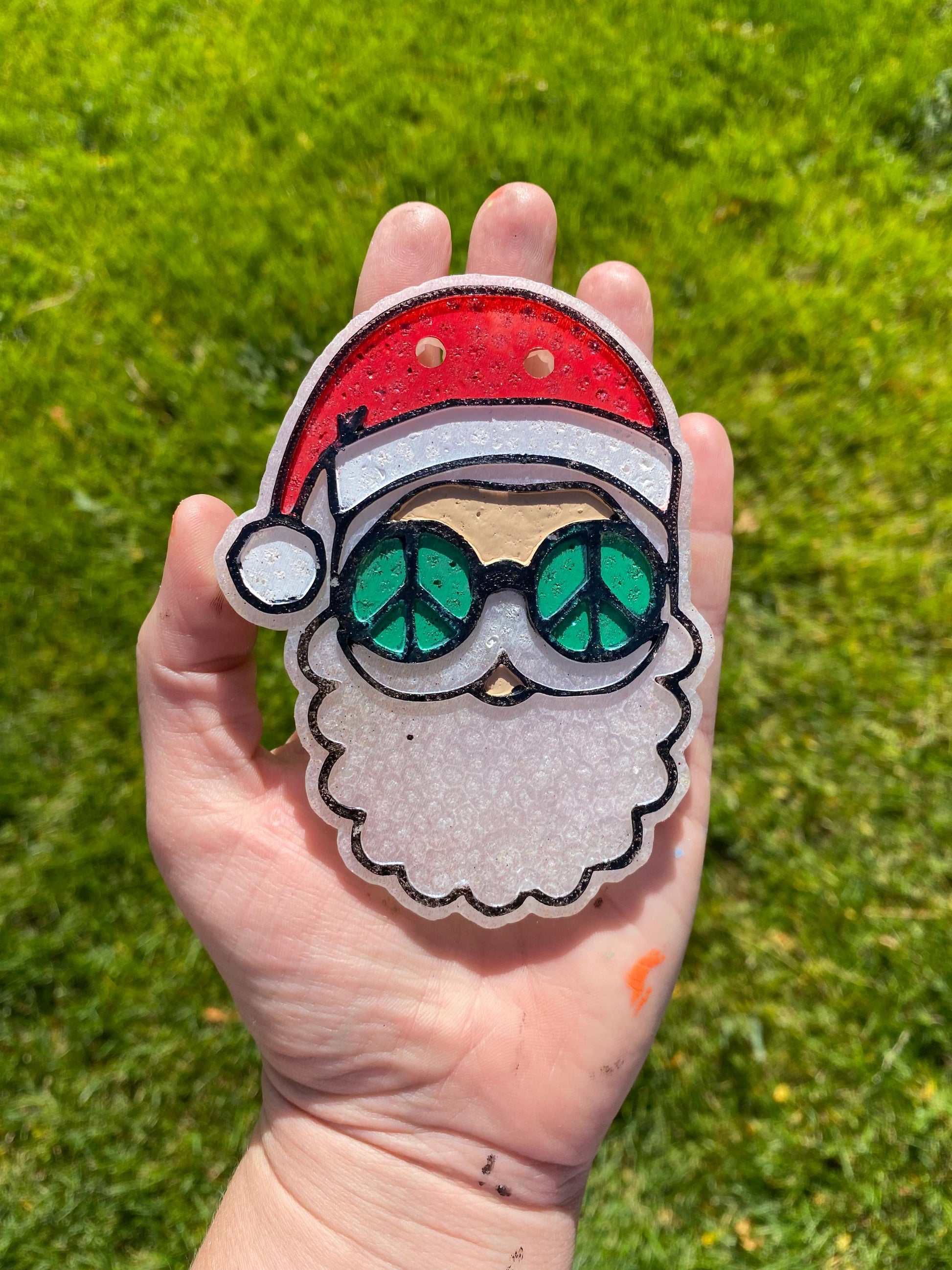 Santa Freshie Mold, freshie making supplies, Christmas freshie mold, santa claus silicone mold, Cute Santa mold, Peace Sign Glasses Santa