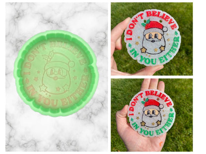 Funny Santa Freshie Mold, freshie making supplies, Christmas freshie mold, santa claus silicone mold, snarky Christmas mold, cute Santa mold