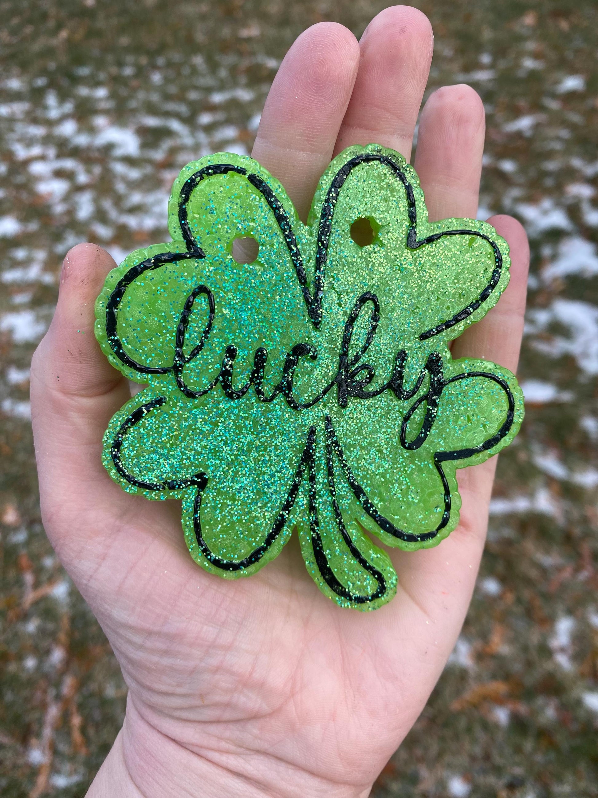 Lucky Shamrock Freshie Mold, smiling lucky clover freshie mold, St Patrick's day freshie mold, Irish freshie mold, silicone soap molds