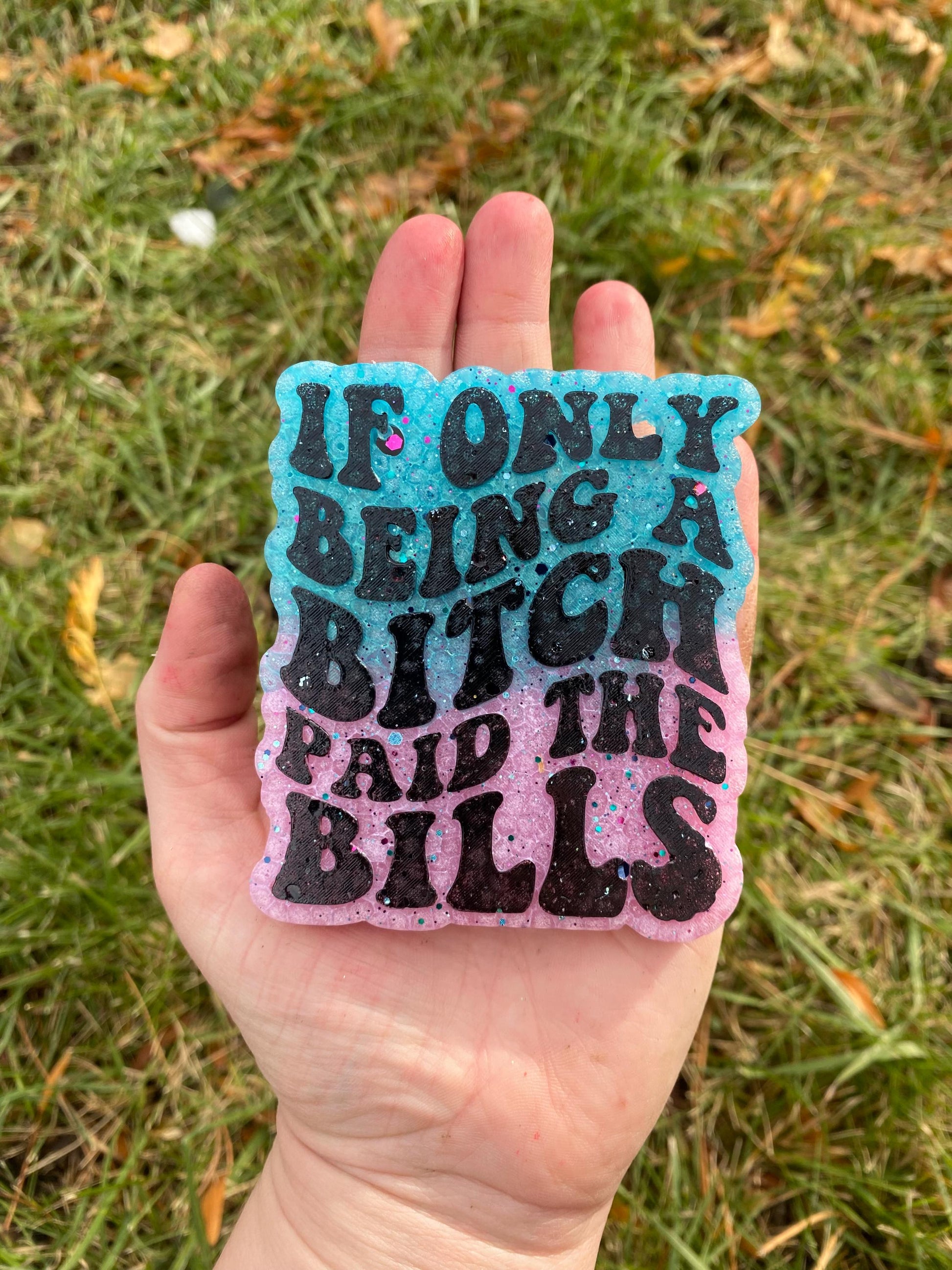 If Only Being A Bitch Paid The Bills Freshie Mold, Funny Freshie Molds, Snarky Silicone Molds, Retro Font Freshie Mold, Adult Humor Freshie