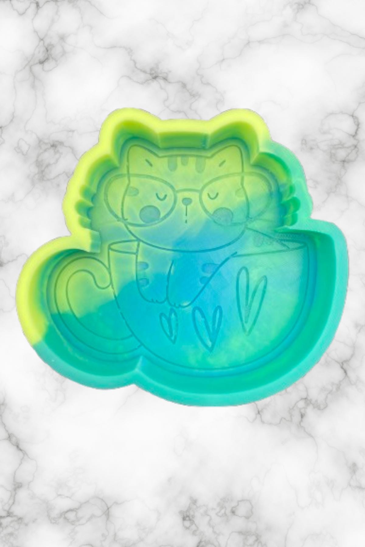 Kitten in Mug Freshie Mold, aroma bead molds, freshie making supplies, animal freshie molds, bestselling freshie molds, cat freshie molds