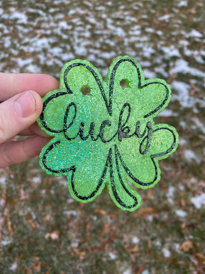 Lucky Shamrock Freshie Mold, smiling lucky clover freshie mold, St Patrick's day freshie mold, Irish freshie mold, silicone soap molds