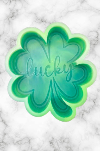 Lucky Shamrock Freshie Mold, smiling lucky clover freshie mold, St Patrick's day freshie mold, Irish freshie mold, silicone soap molds