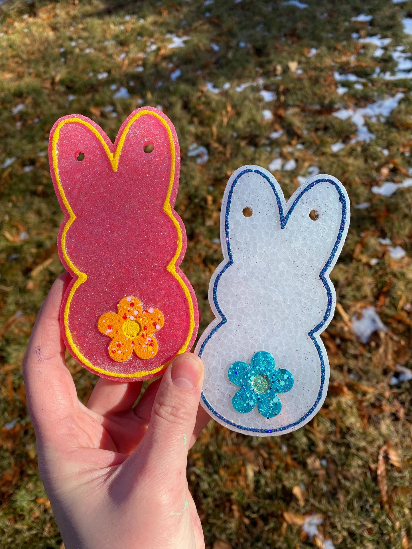 Flower Bunny Freshie Mold for easter, car freshie designs oven safe silicone cross mold for resin cross easter mold for bath bombs