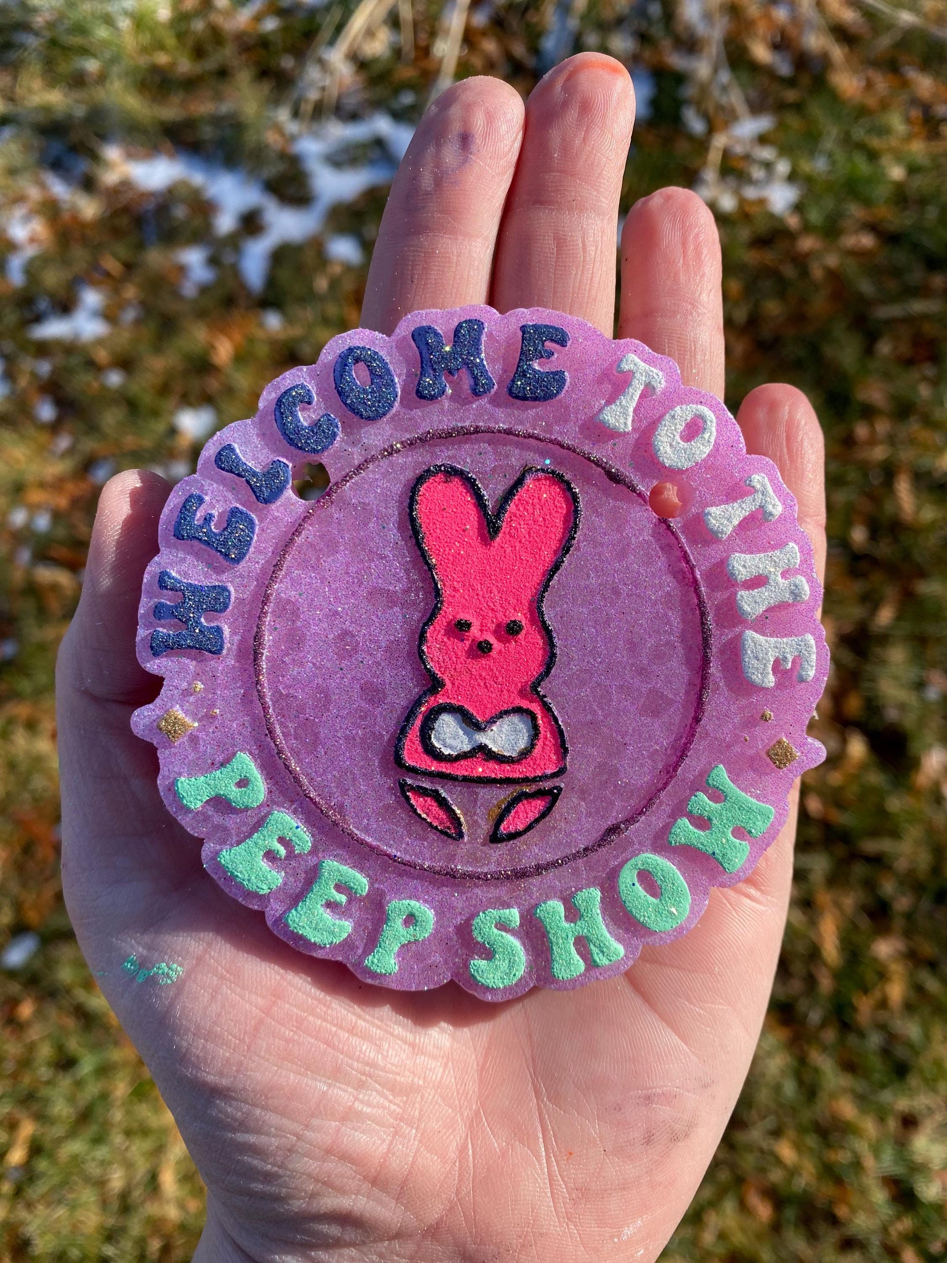 Peep Show Freshie Mold for easter, car freshie design oven safe silicone mold for resin easter mold for bath bomb, adult easter freshie mold