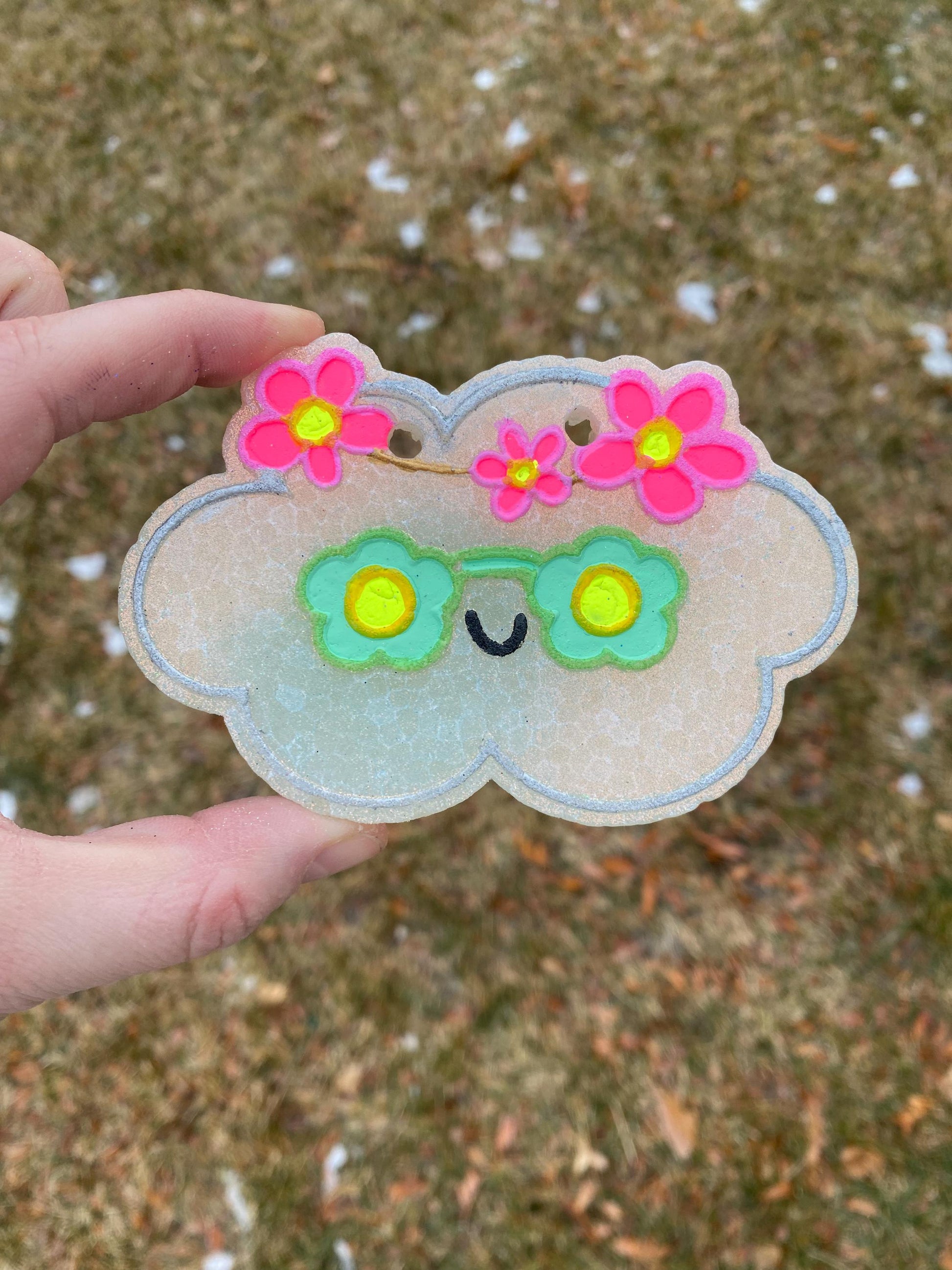 Spring Freshie Mold, cloud car freshie design oven safe silicone molds for wax melts mold for resin bath bomb silicone mold, smiley cloud