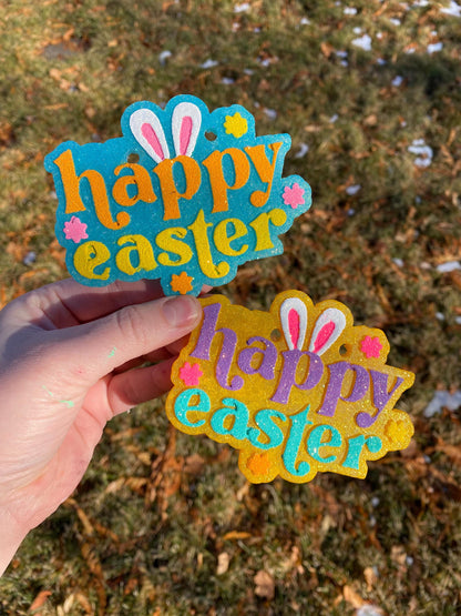 Happy Easter Freshie Mold for easter, car freshie designs oven safe silicone easter mold for resin easter mold for bath bomb freshie making