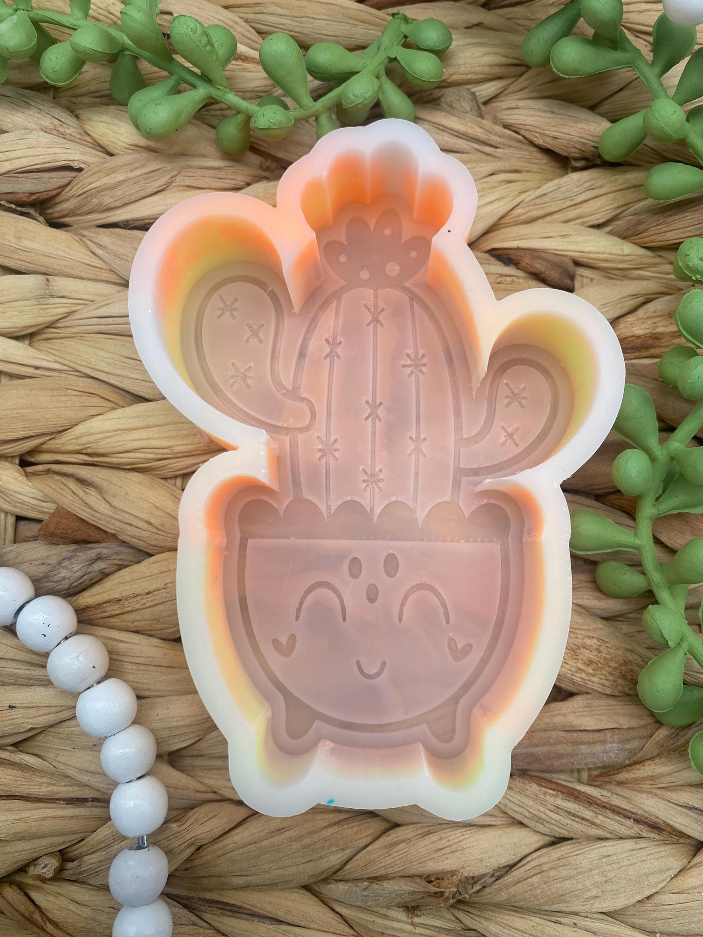 Happy Cactus Freshie Mold, freshie making supplies, plant freshie molds, desert silicone mold, succulent freshie design, high quality molds