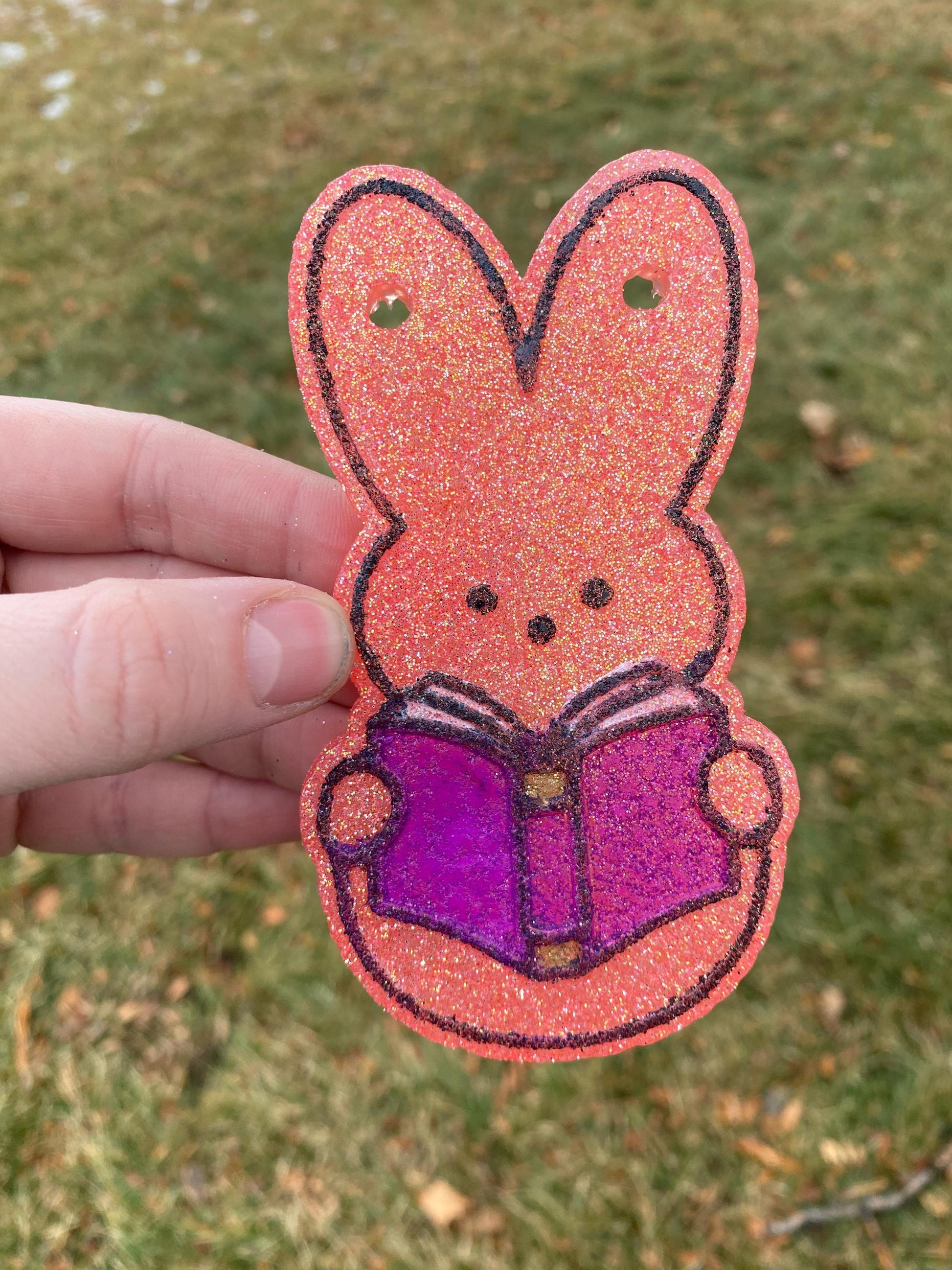 Reading Bunny Freshie Mold for easter, car freshie designs, easter book freshie mold, fantasy freshie mold, reader silicone mold,