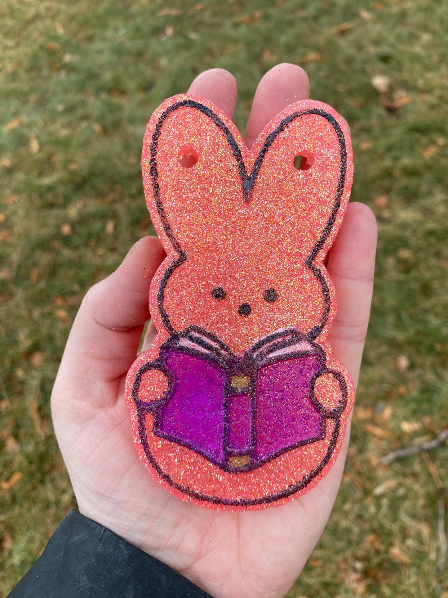 Reading Bunny Freshie Mold for easter, car freshie designs, easter book freshie mold, fantasy freshie mold, reader silicone mold,