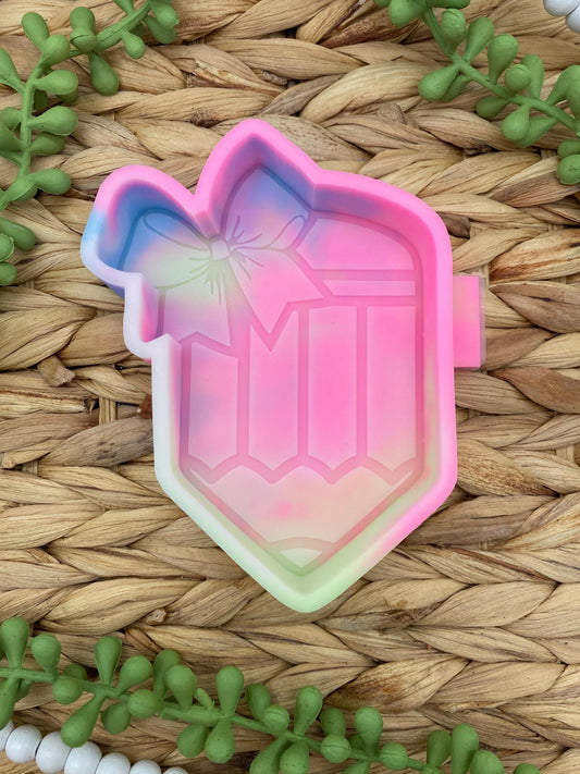 Pencil with Bow Silicone Mold, freshie making supplies, free cardstock silicone molds, freshie ideas for teaching, teacher freshie ideas