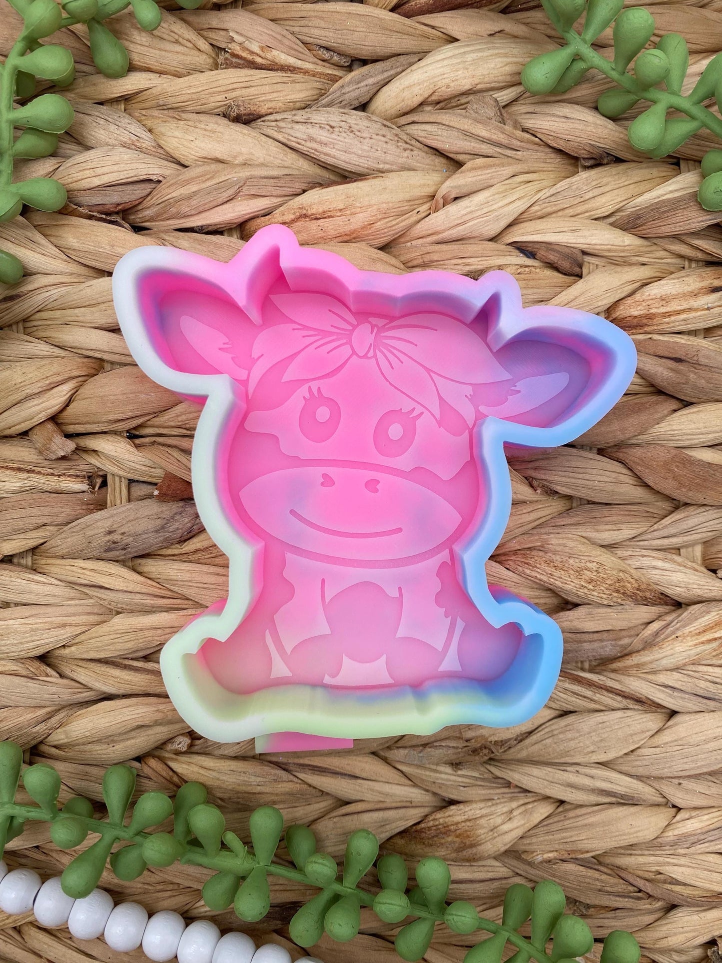Cow with Bow Freshie Mold, western freshie molds, country molds, best selling freshie mold, farm freshie molds, silicone molds for freshies
