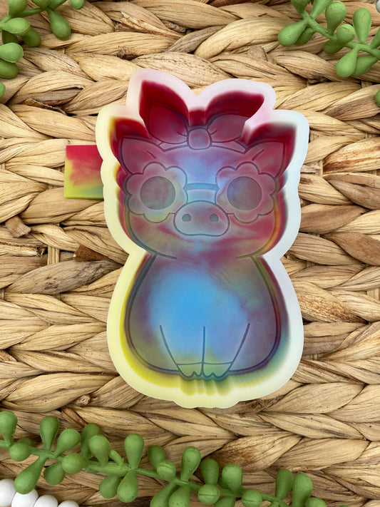 Pig with Flower Glasses Freshie Silicone Mold, western freshie ideas, farm silicone molds, farm animal, cute freshie molds, bestselling