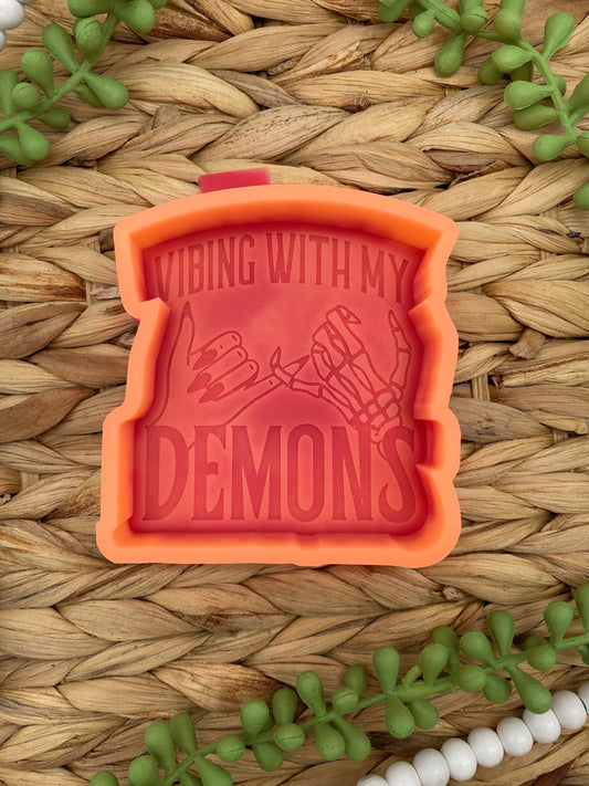 Vibing with My Demons Mold, Funny Freshie Molds, Sarcastic Silicone Mold, Grunge Freshie mold, Funny Friend Freshie Supplies, Popular