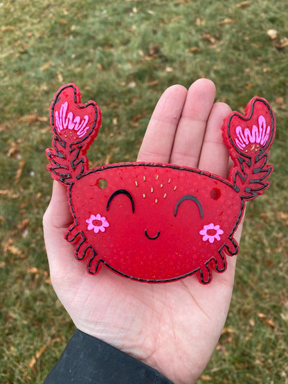 Floral Crab Freshie Mold, Animal Freshie Mold, Beach Freshie Mold, crab wax melt mold, crab soap mold, pet store freshie molds,