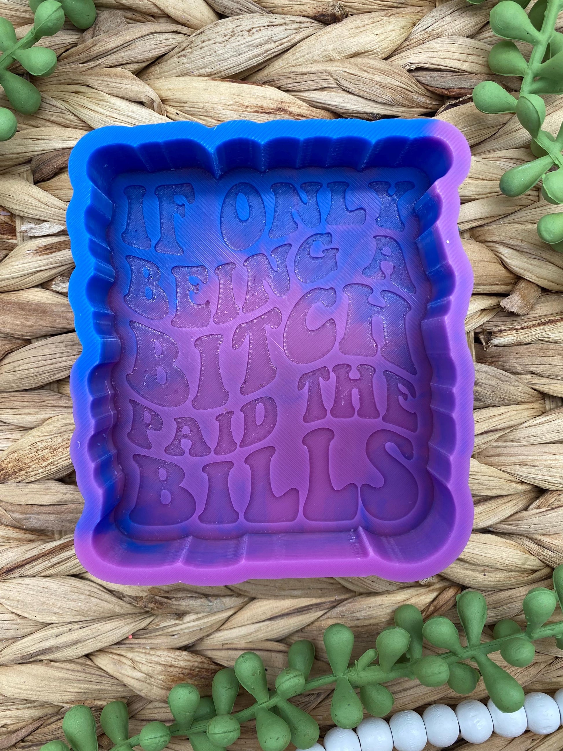 If Only Being A Bitch Paid The Bills Freshie Mold, Funny Freshie Molds, Snarky Silicone Molds, Retro Font Freshie Mold, Adult Humor Freshie