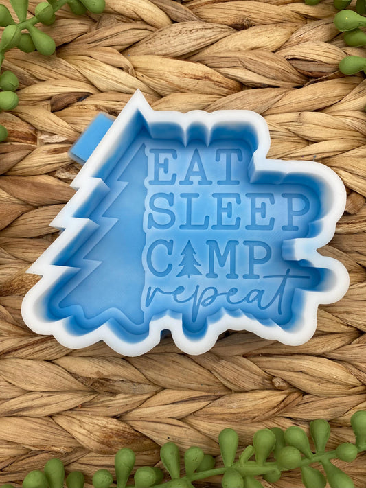 Eat Sleep Camp Repeat Freshie Silicone Mold, freshie making supplies, popular freshie, best selling freshies, summer freshie ideas, outdoor
