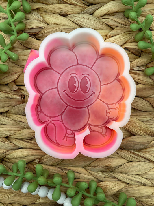Retro Flower Freshie Silicone Mold, bestselling freshie molds, smile flower silicone mold, summer freshie molds, cute cardstock freshie mold