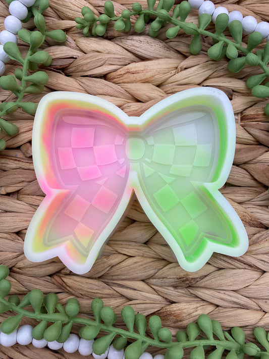 Checkerboard Bow Freshie Silicone Mold, coquette bow molds for soap, coquette freshie mold, girly freshie molds, checkerboard bow soap mold