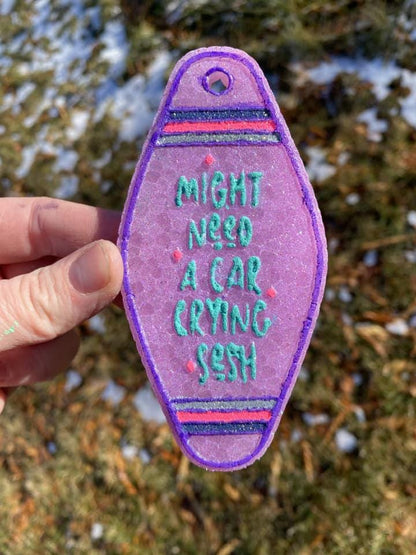 I Might Need A Car Crying Sesh Motel Key Inserts Freshie Mold, for adult car freshie designs oven safe silicone mold for resin funny mold