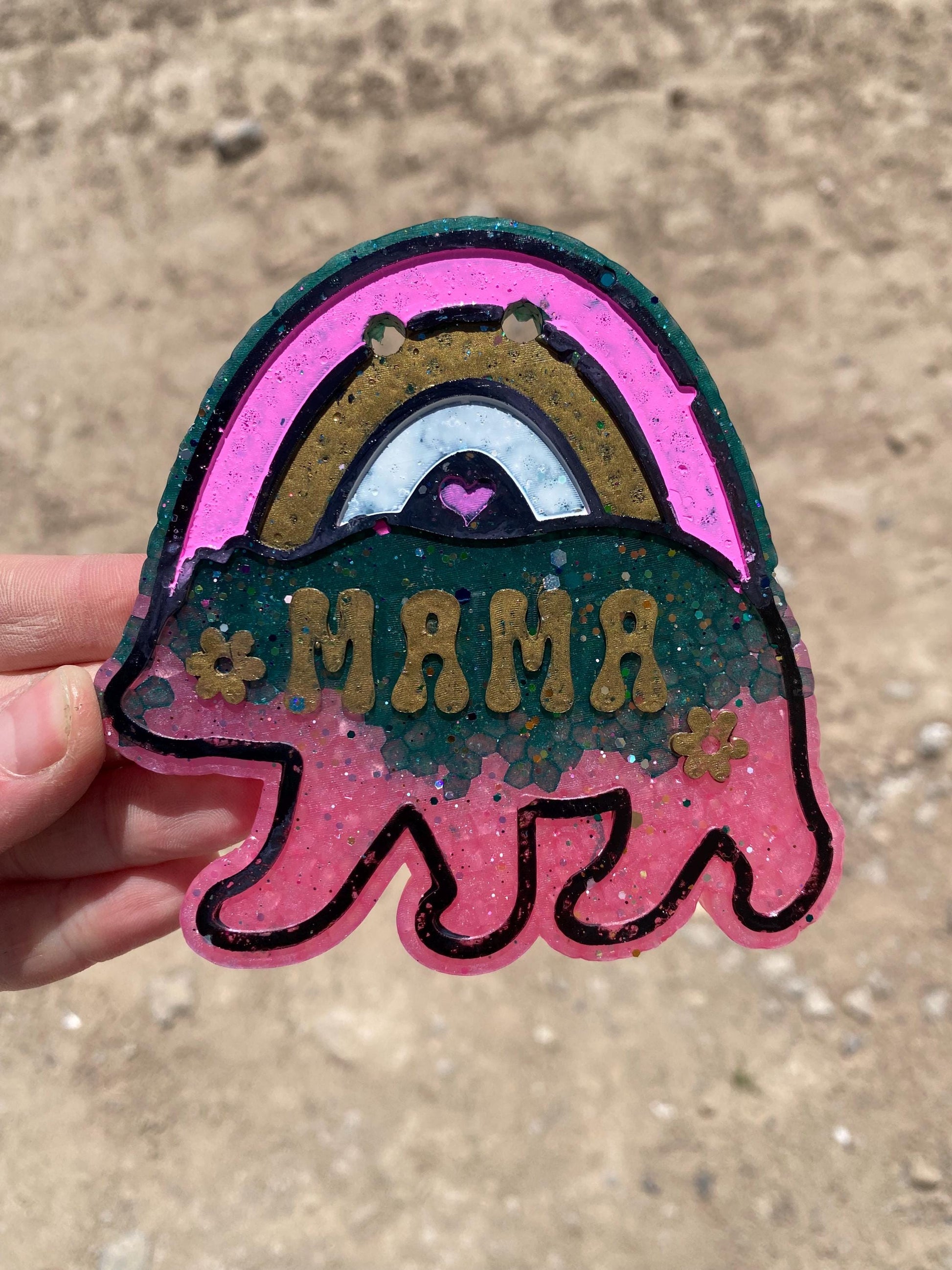 Mama Rainbow Bear Freshie Mold, stay at home mom freshie molds, funny mom freshie, mother's day freshie molds, mom humor freshie mold