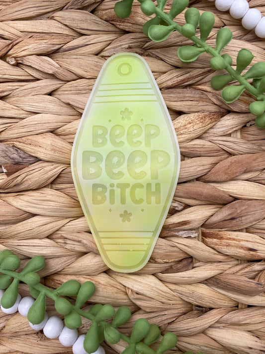 Beep Beep Bitch Motel Key Inserts Freshie Mold, for adult car freshie designs oven safe silicone mold for resin funny mold for new driver