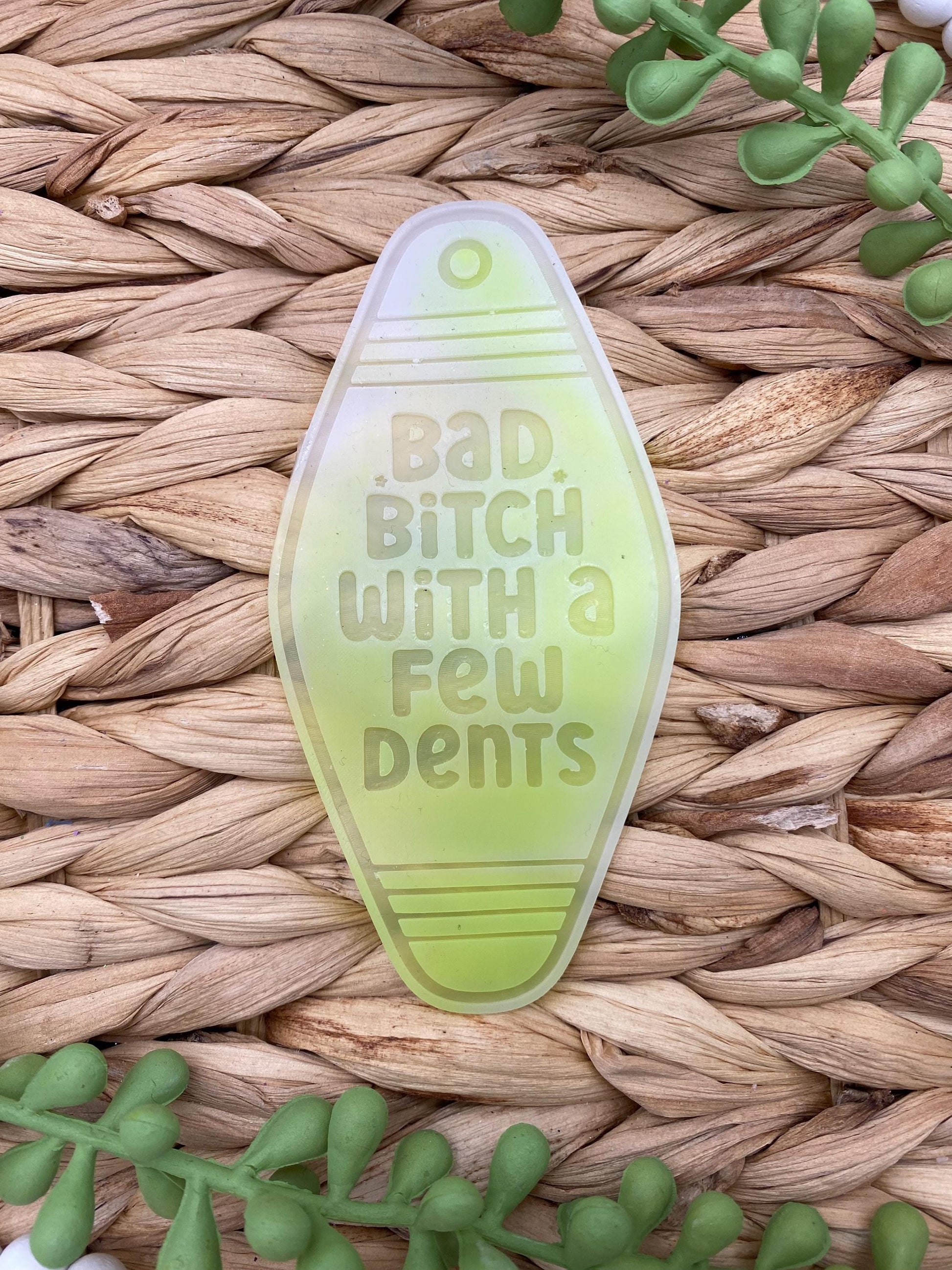 Bad Bitch With a Few Dents Motel Key Inserts Freshie Mold, for adult car freshie designs oven safe silicone mold for resin funny mold