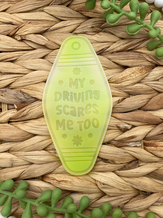 My Driving Scares Me Too Motel Key Inserts Freshie Mold, for adult car freshie designs oven safe silicone mold for resin funny mold