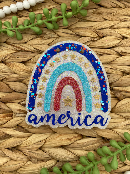 American Rainbow Freshie Silicone Mold, fourth of July freshie mold, USA car freshener, stars and stripes freshie mold, patriotic freshie