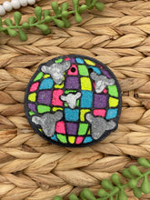 Load image into Gallery viewer, Disco Ball with Cows Freshie Mold, western freshie molds, country molds, silicone molds for freshies, retro freshie molds
