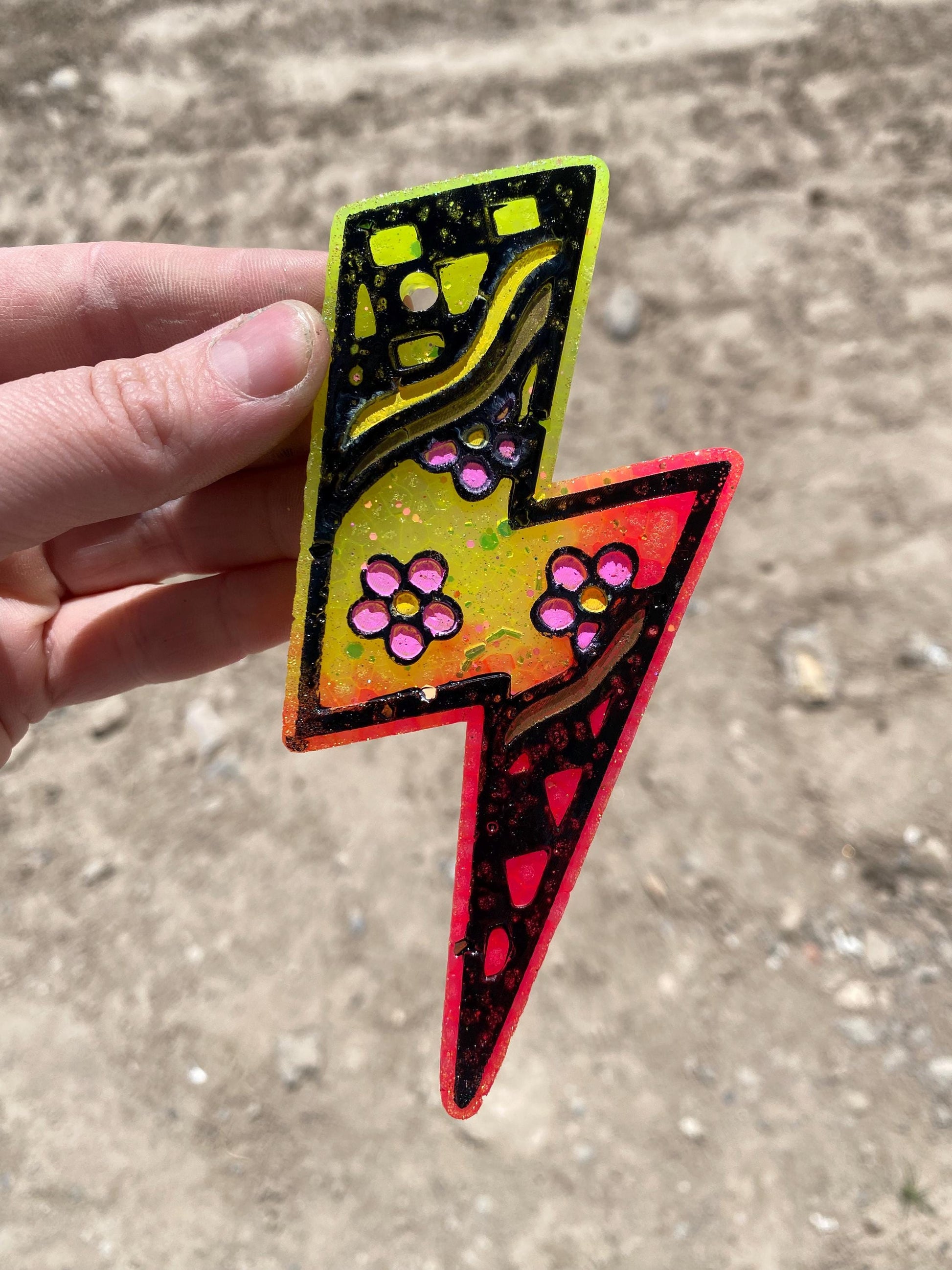 Lightning Bolt Freshie Mold, Retro Lightning Soap Mold, Checkerboard Lightning Mold, Floral Lightning Bolt Silicone Mold