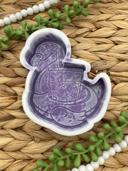 Flamingo Floaty with Iced Coffee Freshie Mold, coffee freshie mold, summer silicone molds, cardstock freshie mold, pool freshie mold