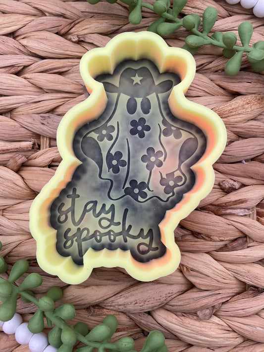 Stay Spooky Ghost Mold, Halloween Freshie Mold, Fall Freshie Mold, Ghost Silicone Mold, Western Halloween Molds, Floral Ghost Mold