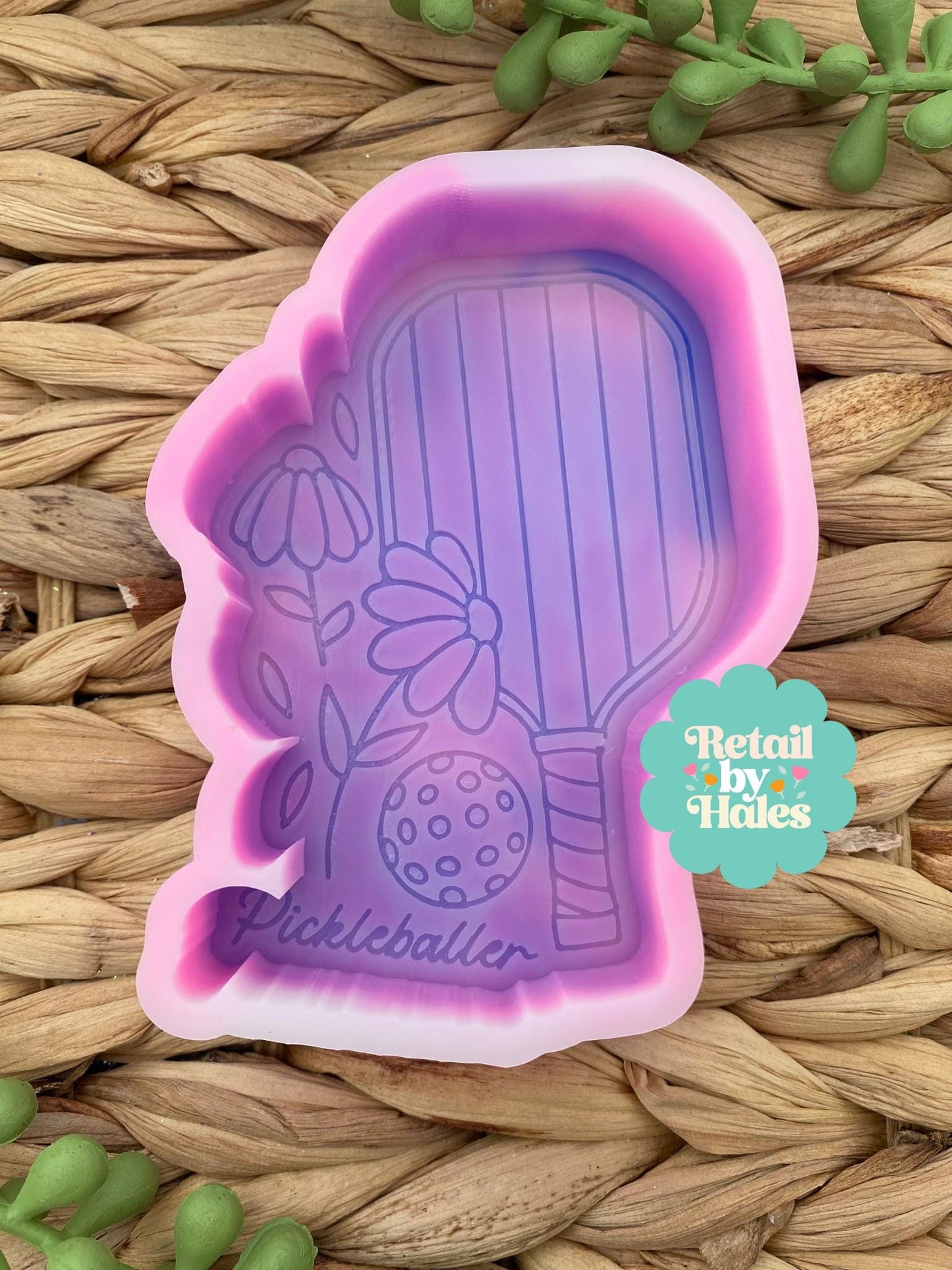 Pickleball Freshie Silicone Mold, sport aroma bead molds, summer sport freshie molds, girly coquette pickleballer mold