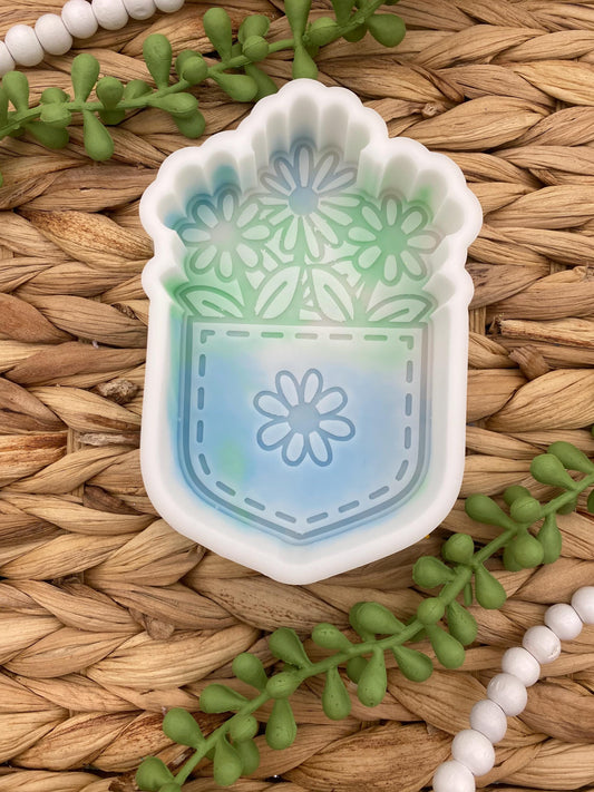 Pocket with Flowers freshie Mold, Summer freshie molds, flower mold, cute freshie molds, cardstock freshie molds, happy silicone molds