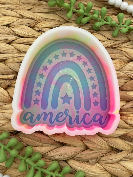 American Rainbow Freshie Silicone Mold, fourth of July freshie mold, USA car freshener, stars and stripes freshie mold, patriotic freshie