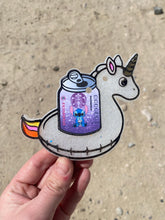 Load image into Gallery viewer, Unicorn Floaty with Can Freshie Mold, father&#39;s day drinking molds, alcohol freshie mold, cardstock freshie mold, soda can freshie mold
