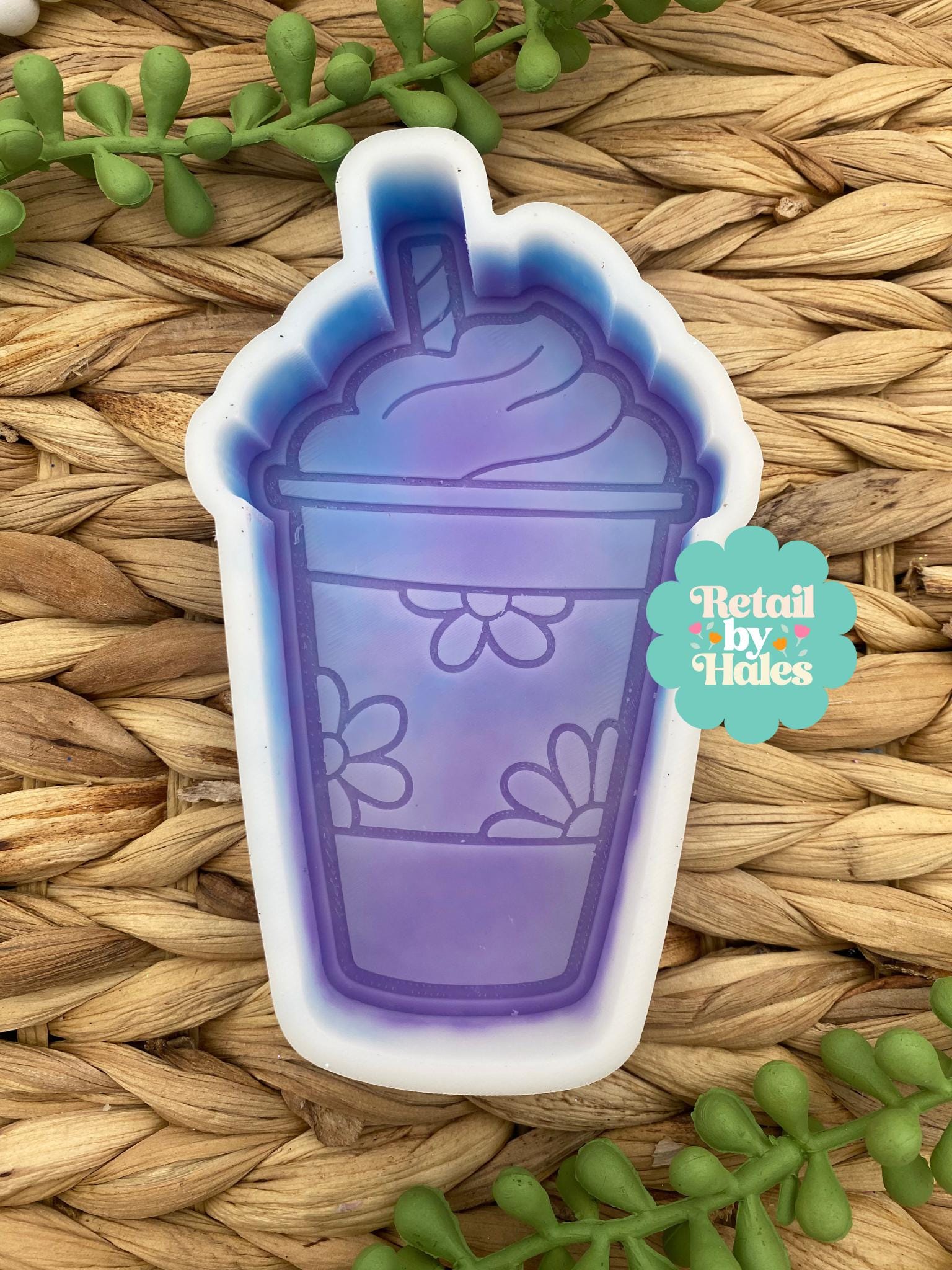 Daisy Latte Freshie Mold, bestselling freshie molds, heat safe silicone, coffee queen, coffee shop freshie, coffee cup mold, cold drink cup