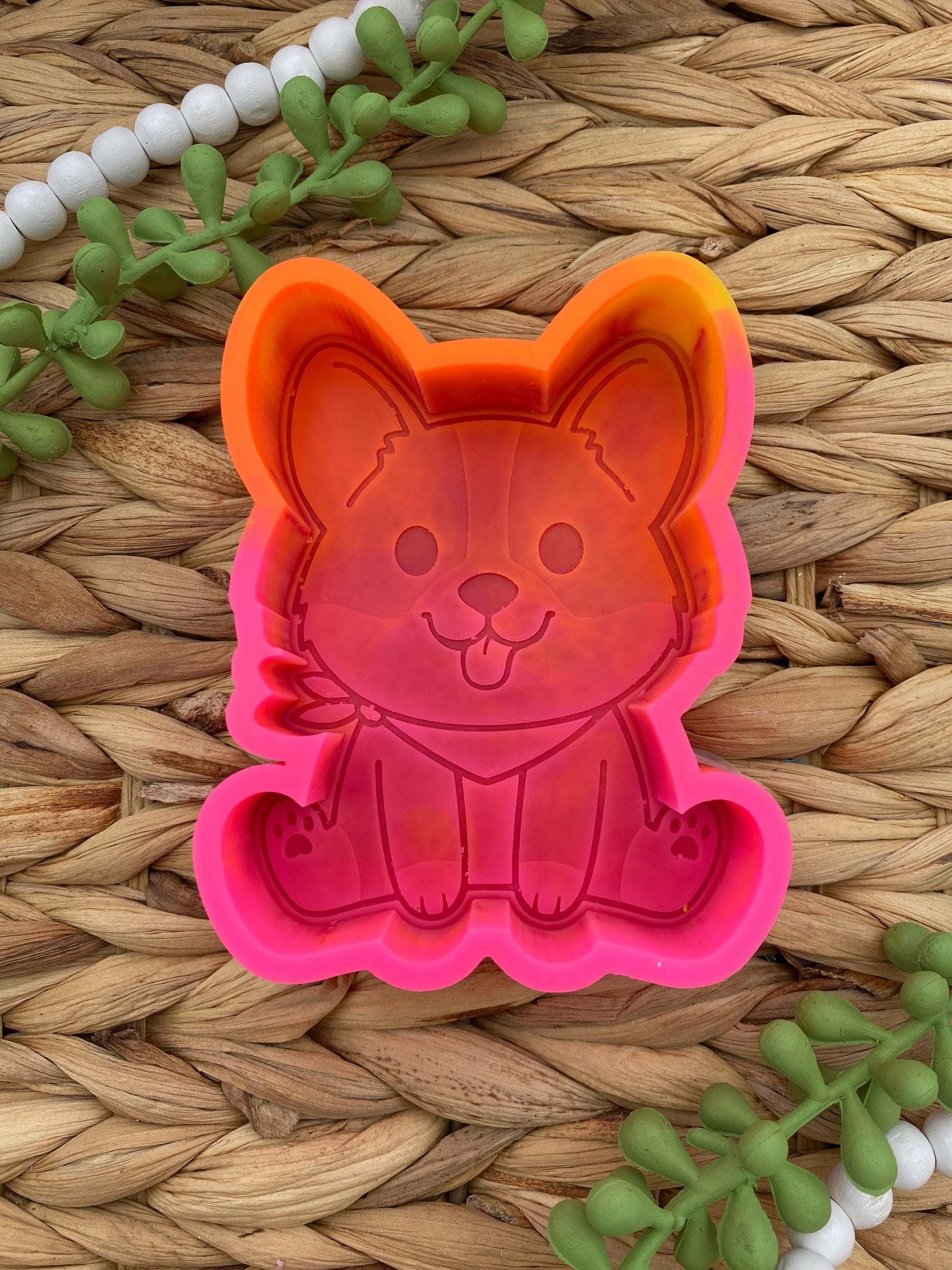 Corgi with Bandana Freshie Mold, Dog Freshie Mold, Dog Breed Freshie Molds, Corgi soap mold, Corgi Freshie Mold