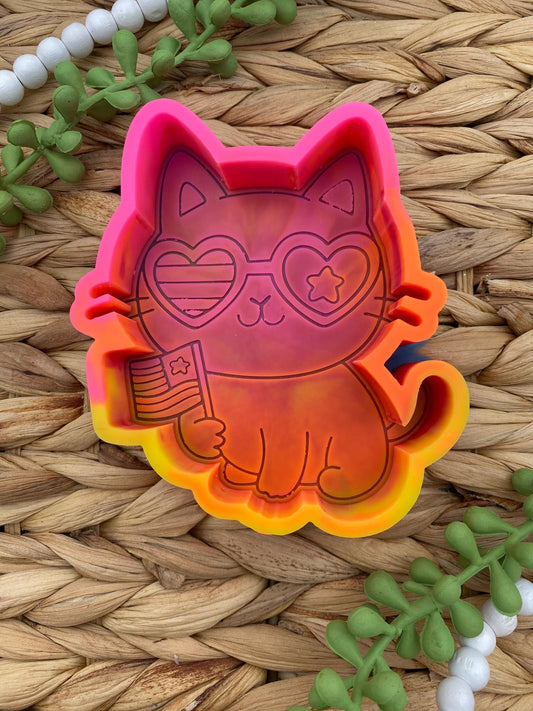 USA Cat Freshie Mold, Summer Freshie Molds, fourth of July Freshie Mold, patriotic Silicone Mold, US freshie molds, America freshie mold