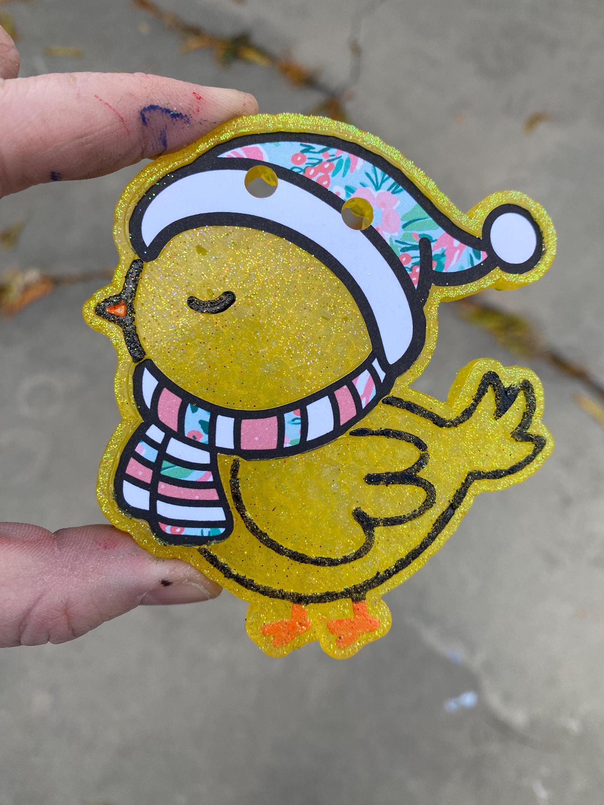 Winter Chicken Freshie Mold, freshie making supplies, Chick with Beanie freshie mold, Snow chick silicone mold, Christmas chicken mold