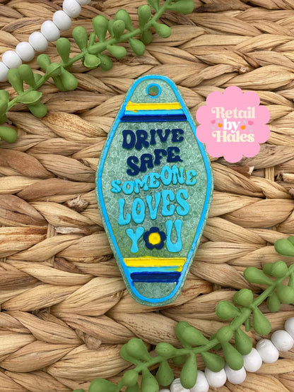 Drive Safe Someone Loves You Motel Key Inserts Freshie Mold, car freshie designs, drive safe freshie mold, insert freshie molds