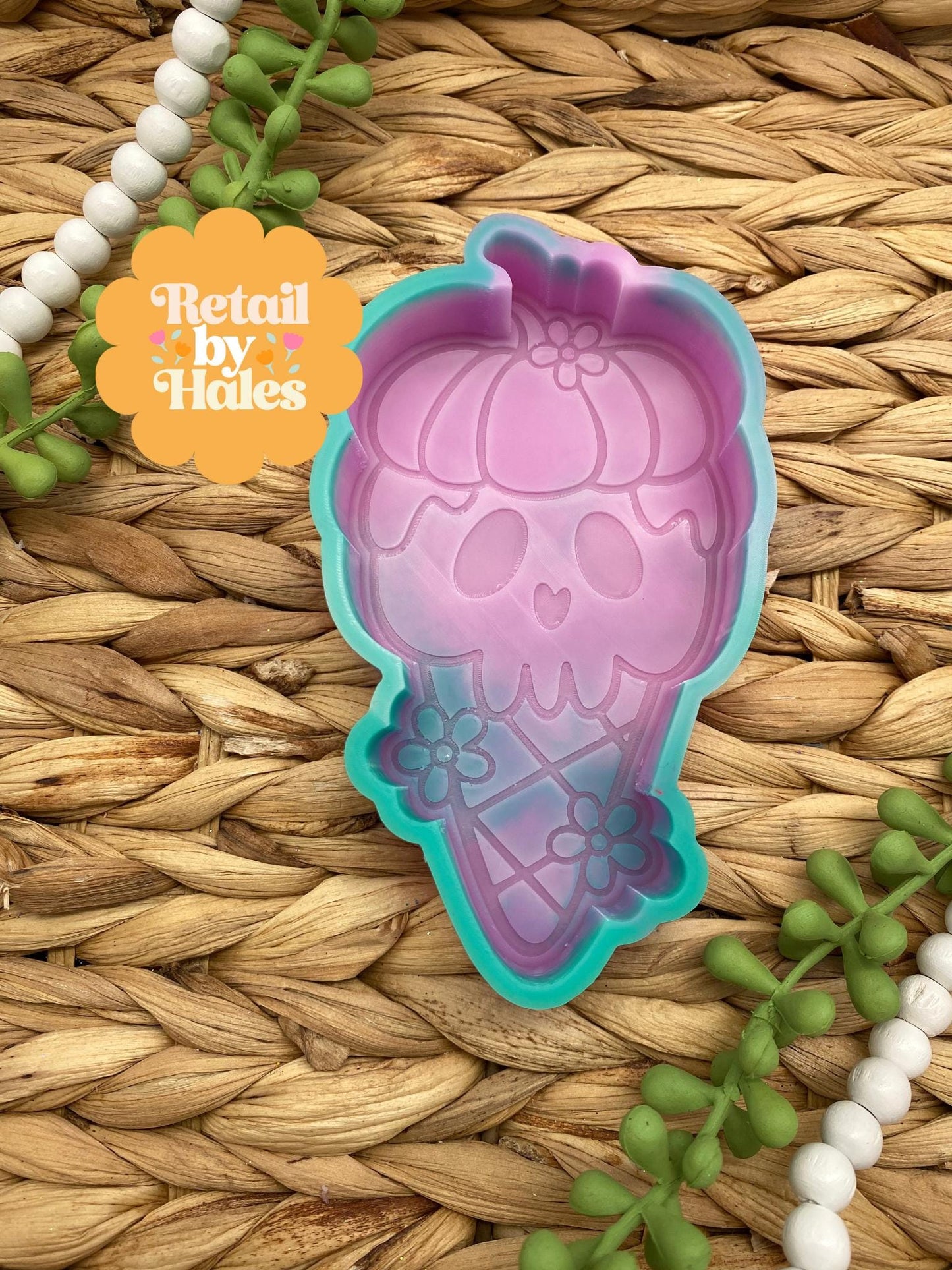 Halloween Ice Cream Cone Freshie Mold, skull freshie mold, ice cream soap mold, ice cream wax melt mold, handmade freshie molds