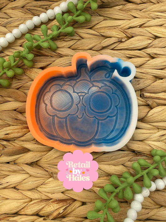Pumpkin with Flower Glasses Mold, Freshie Mold, Fall Freshie Mold, Silicone Mold, cute fall mold, Autumn molds, Bestselling Molds, cozy mold