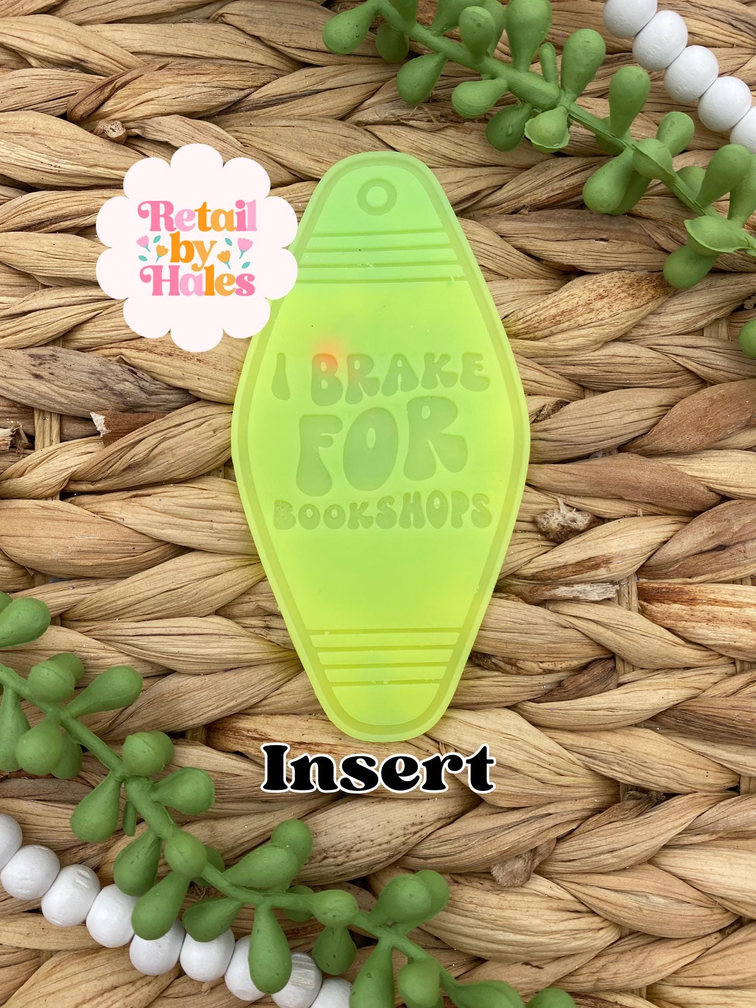 I Brake for Bookshops Motel Key Inserts Freshie Mold, reading car freshie designs, bookish freshie molds, library insert freshie mold